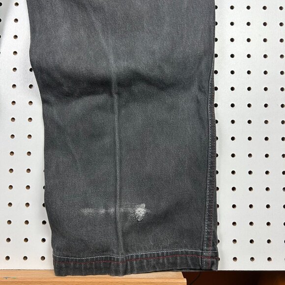 Girbaud Double Knee 90s Hip Hop Black Jeans 36x34 Red Stitched Coffin Y2K Baggy - Picture 7 of 9